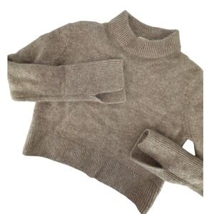 HM Mohair Wool Blend Mock Neck Sweater Beige Brown Small Cozy‎ Scandi Style